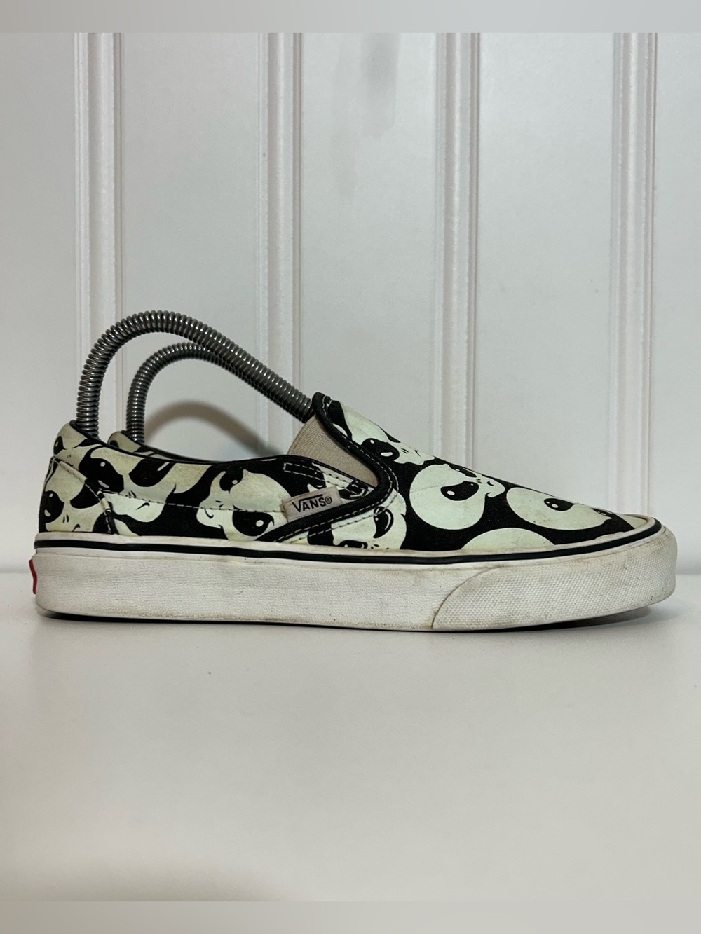 Vans Slip-On Sneakers in Black and White alien green glow